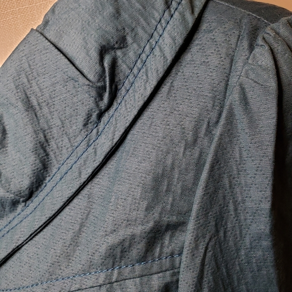 JINGPIN FUSHI | Women's teal argyle quilted texture fashion jacket. Size XS. - Picture 6 of 11